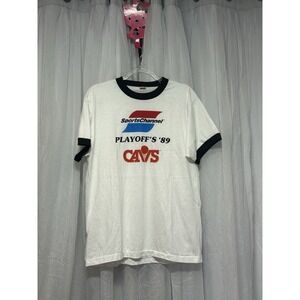 Vintage Screen Stars 80s SportsChannel Playoffs 89 Cavs Ringer T Shirt Mens XL